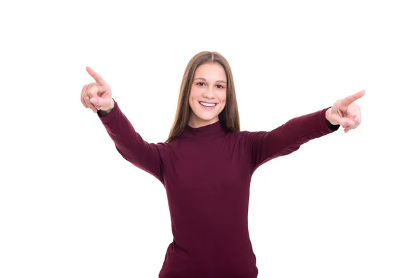 Young Beautiful Woman Pointing You Isolated White Background — Stock Photo, Image