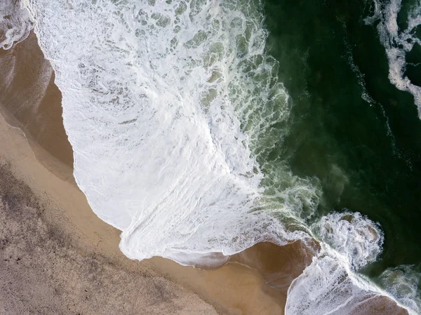 Drönarvy Vackra Portugisiska Stranden Costa Nova Prado Aveiro — Stockfoto