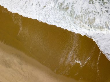 Drone görünümü güzel Portekizce beach Costa Nova do Prado, Aveiro