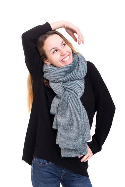 Captura Estudio Una Hermosa Joven Mujer Casual Aislada Sobre Fondo — Foto de Stock