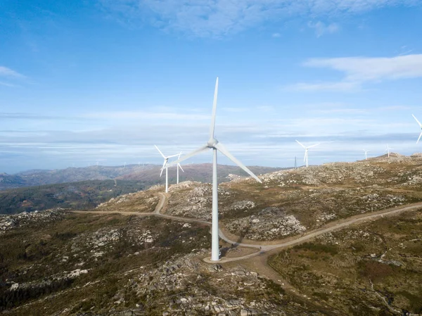 View Windmills Energy Turbines Blue Sky — Stock Photo, Image