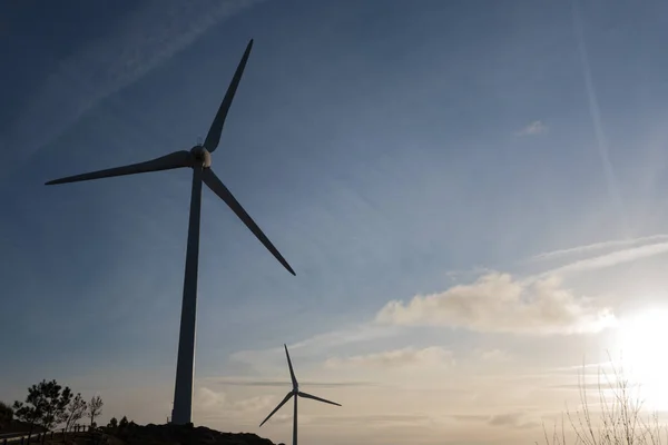 View Windmills Energy Turbines Blue Sky — Stock Photo, Image