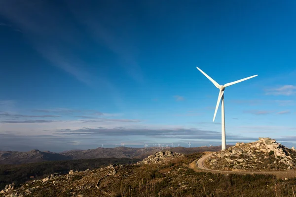 View Windmill Energy Turbine Blue Sky — Stock Photo, Image