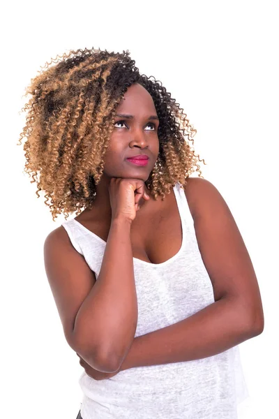 Estúdio Tiro Jovem Mulher Ter Uma Grande Ideia — Fotografia de Stock