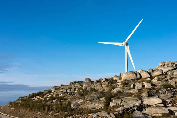 Wind Energy Turbine Landscape Beautiful Blue Sky — Stock Photo, Image