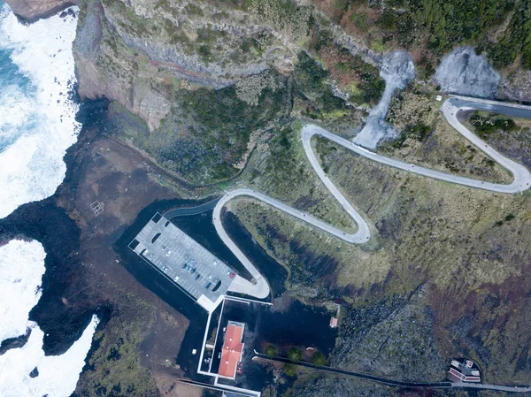 Vista Volo Uccello Della Ferraria Spa Sull Isola Sao Miguel Immagine Stock