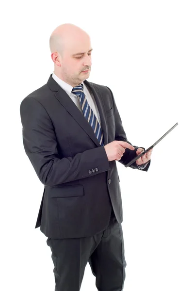 Young businessman working with a tablet pc, isolated — Stock Photo, Image