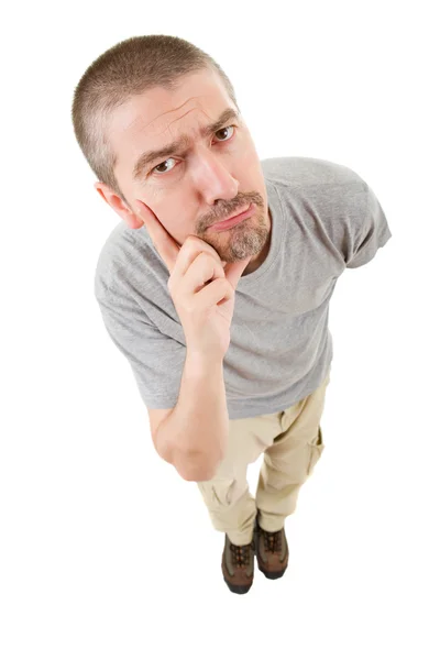 Silly casual man full body in a white background — Stock Photo, Image