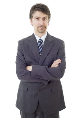 düşünme, üzerinde beyaz izole sıkılmış iş adamı