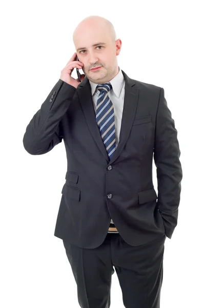 Gelukkige zakenman aan de telefoon, geïsoleerd — Stockfoto