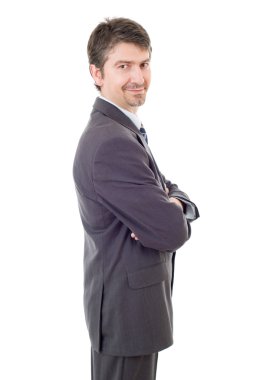 genç iş adamı portre üzerinde beyaz izole