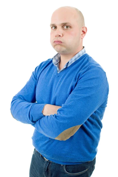 Joven hombre aburrido casual, aislado sobre fondo blanco — Foto de Stock