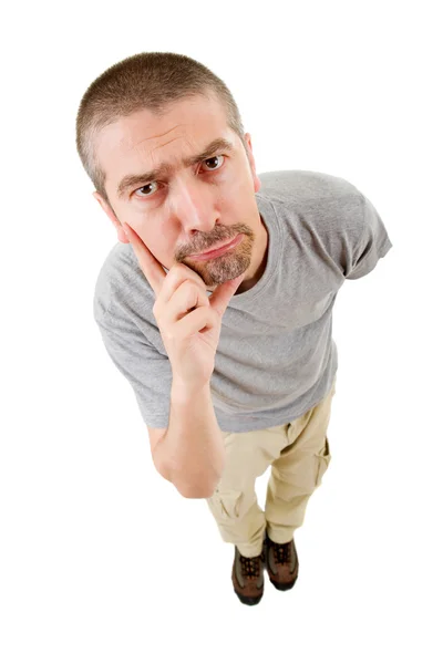 De volledige lichaam dom casual man in een witte achtergrond — Stockfoto