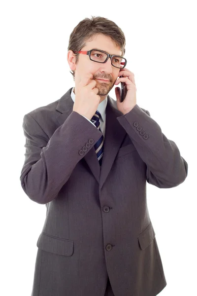 Ευτυχισμένος επιχειρηματίας στο τηλέφωνο, απομονωμένος — Φωτογραφία Αρχείου