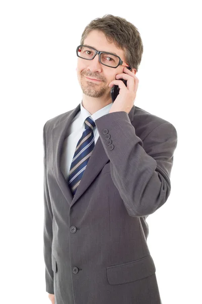 Junger Geschäftsmann am Telefon, isoliert — Stockfoto