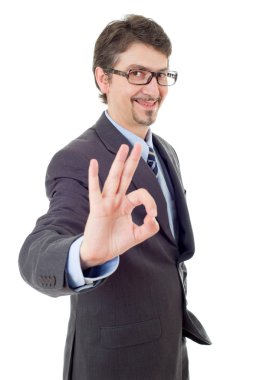 kazanan, üzerinde beyaz izole genç iş adamı