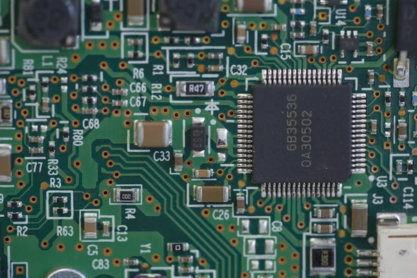 Closeup on electronic board, macro detail — Stock Photo, Image