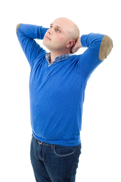 Junger, lässiger Mann träumt, isoliert auf weißem Hintergrund — Stockfoto