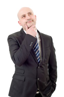 düşünme, üzerinde beyaz izole iş adamı