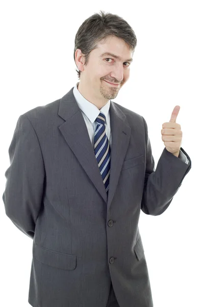 Business man going thumb up, isolated on white — Stock Photo, Image