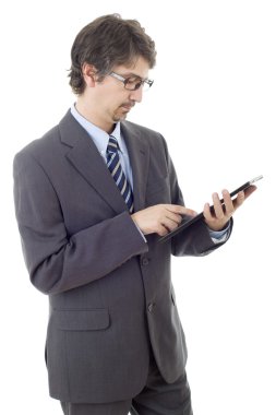 genç işadamı, izole bir tablet PC