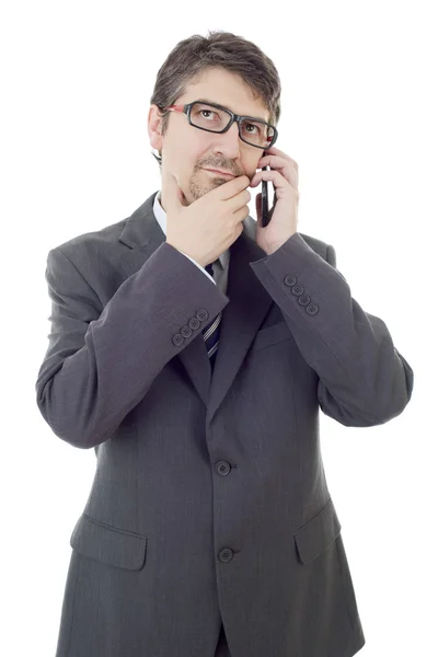 Junger Geschäftsmann am Telefon, isoliert — Stockfoto