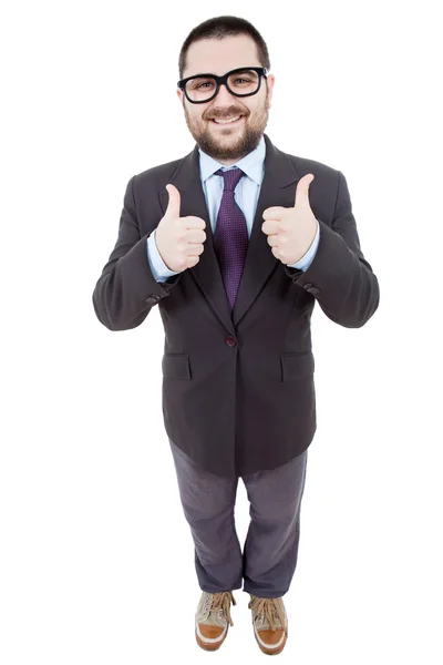 Businessman full body going thumbs up, isolated — Stock Photo, Image
