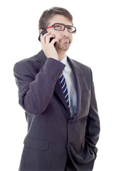 Бизнесмен по телефону, изолированный — стоковое фото