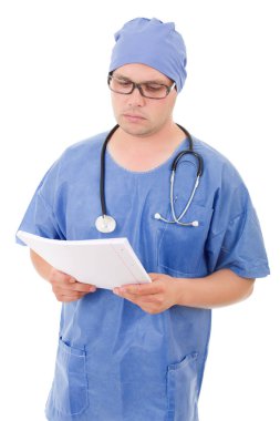 Doktor üzerine beyaz izole