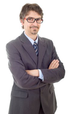 genç iş adamı portre üzerinde beyaz izole