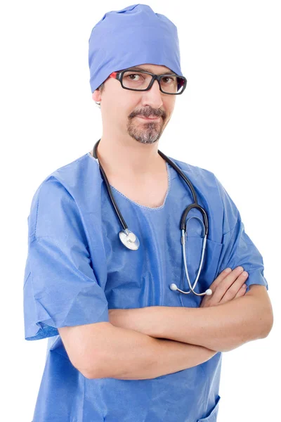 Médico do hospital sorridente isolado sobre fundo branco Imagem De Stock