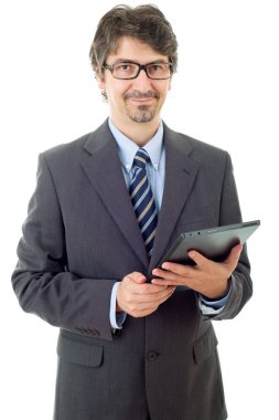 genç işadamı, izole bir tablet PC