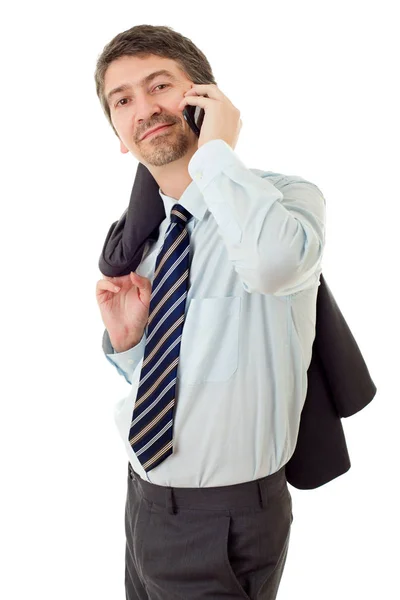 Hombre de negocios feliz en el teléfono, aislado —  Fotos de Stock