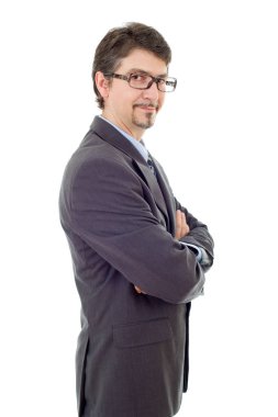 genç iş adamı portre üzerinde beyaz izole