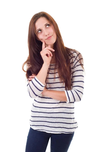 Giovane donna bella casual, isolata in bianco — Foto Stock