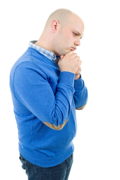 Portréja egy vallási kifejező ember imádkozott a stúdió — Stock Fotó