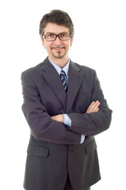 genç iş adamı portre üzerinde beyaz izole