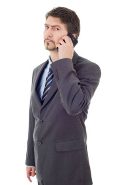 genç iş adamı izole telefonda