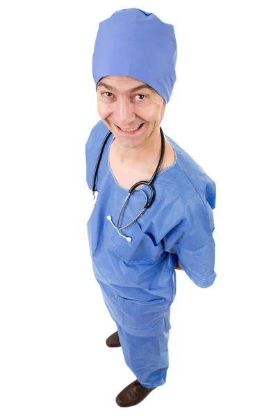 Junge männliche Arzt volle Länge, isoliert auf weißem Hintergrund — Stockfoto