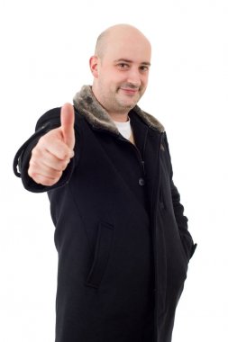 casual adam başparmak yukarıya, izole üzerinde beyaz arka plan