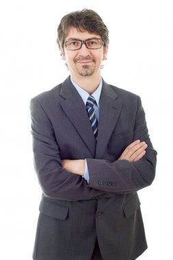 genç iş adamı portre üzerinde beyaz izole