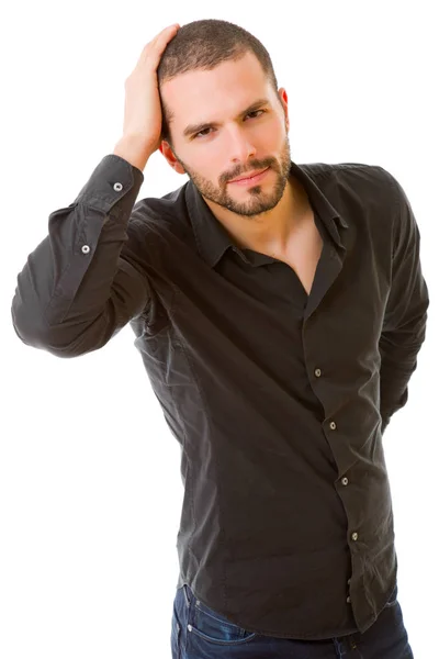 Feliz homem casual isolado no fundo branco — Fotografia de Stock