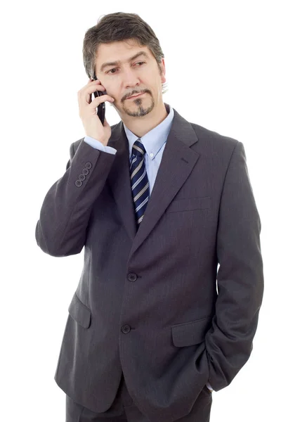 Joven hombre de negocios en el teléfono, aislado —  Fotos de Stock