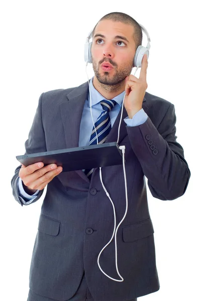 Young businessman working with a tablet pc, isolated — Stock Photo, Image