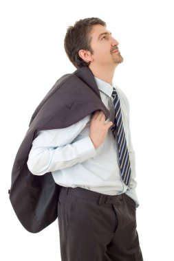 düşünme, üzerinde beyaz izole genç iş adamı