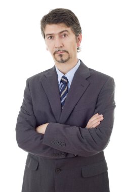 düşünme, üzerinde beyaz izole iş adamı