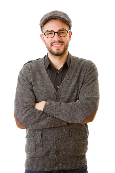 Hombre casual feliz aislado sobre fondo blanco — Foto de Stock