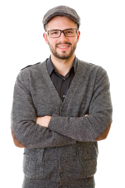 Hombre casual feliz aislado sobre fondo blanco — Foto de Stock