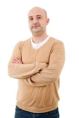 casual adam beyaz zemin üzerine izole mutlu