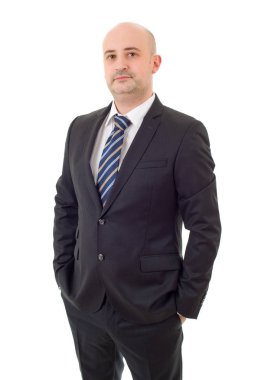 düşünme, üzerinde beyaz izole genç iş adamı